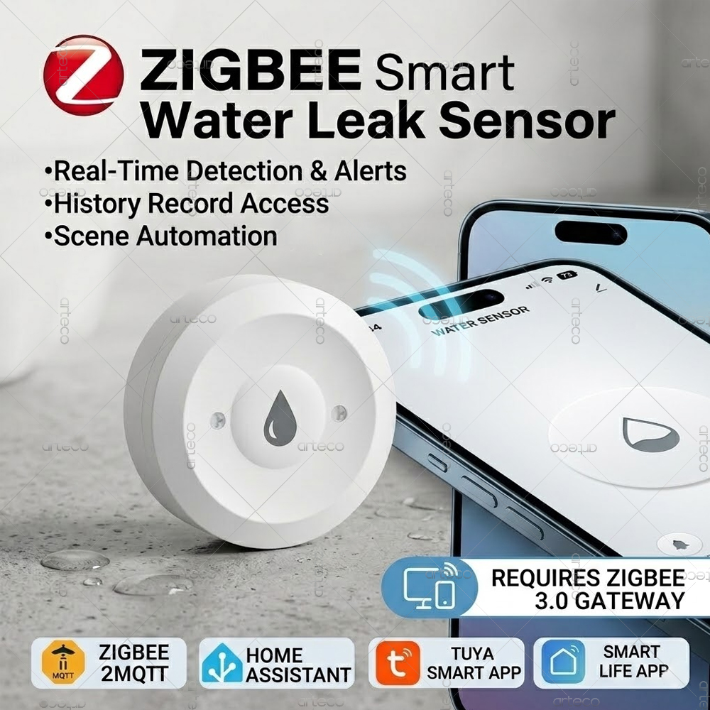 Home Assistant Tuya - Czujnik zalania Zigbee, detektor wycieku wody,
