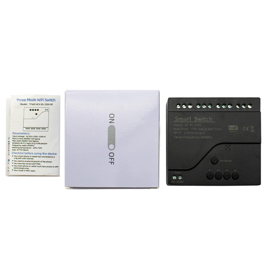 Czarny styl Tuya 4CH Wifi Smar – Tuya 4 Channel recenzja i cena